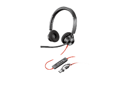Poly Blackwire 3320 Stereo Microsoft Teams Certified USB-C Headset +USB-C/A Adapter (8X220AA)