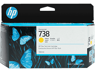 HP 738 130-ml Yellow DesignJet Ink Cartridge (498N7A) - Center facing