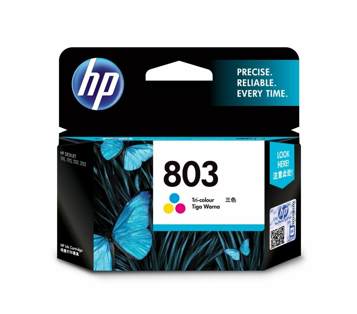 HP 803 Tri-color Original Ink Cartridge (F6V20AA) - Center facing