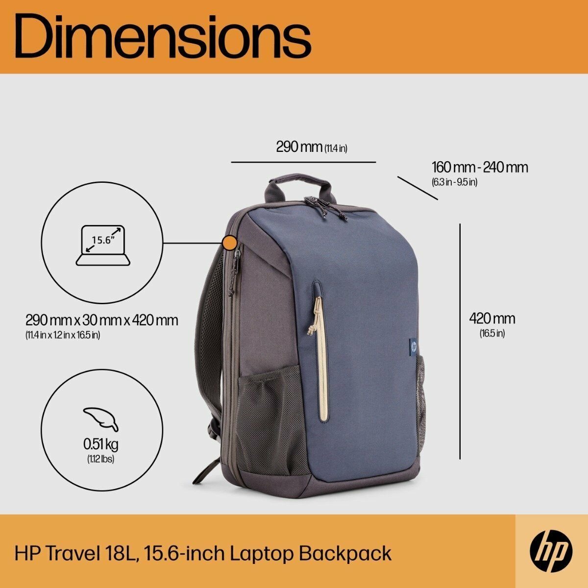 HP Travel 18 Liter 39.6 cm (15.6) Iron Grey Laptop Backpack (6B8U6AA)