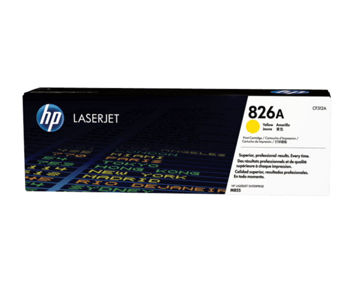 HP 826A Yellow Original LaserJet Toner Cartridge (CF312A) - Center facing