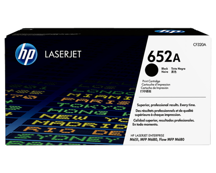 HP 652A Black Original LaserJet Toner Cartridge (CF320A) - Center facing