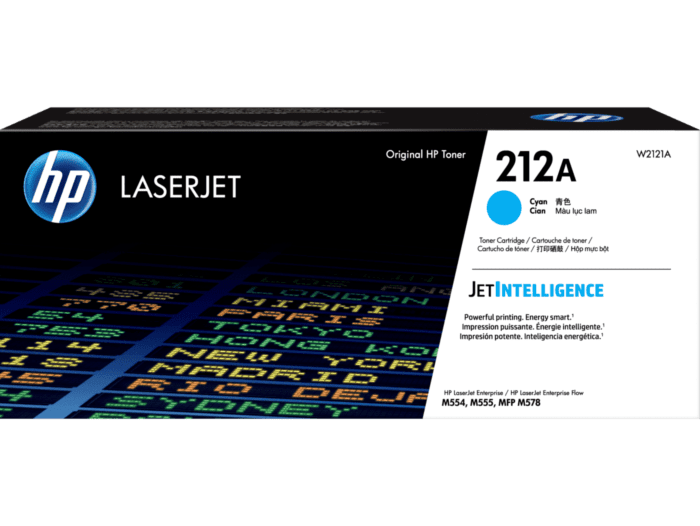 HP 212A Cyan Original LaserJet Toner Cartridge (W2121A) - Center facing