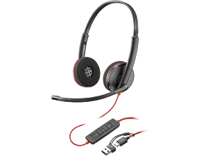 Poly Blackwire 3220 Stereo USB-C Headset +USB-C/A Adapter (8X228AA)